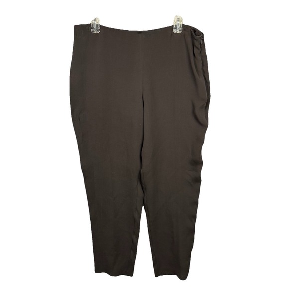 Eileen Fisher Pants - Eileen Fisher Silk Georgette Crepe Pants Womens Large Black Straight Leg NWT
